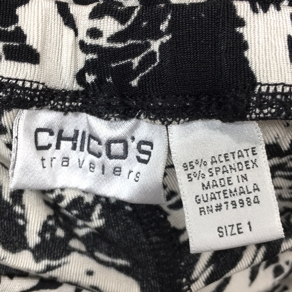 Chicos Travelers Black White Floral Print Skirt - Picture 8 of 10